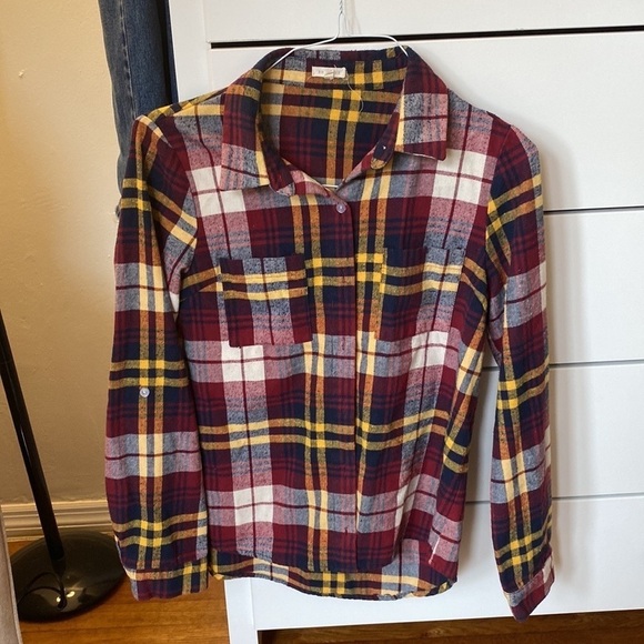En Crème flannel, red yellow navy, size M - Picture 1 of 7
